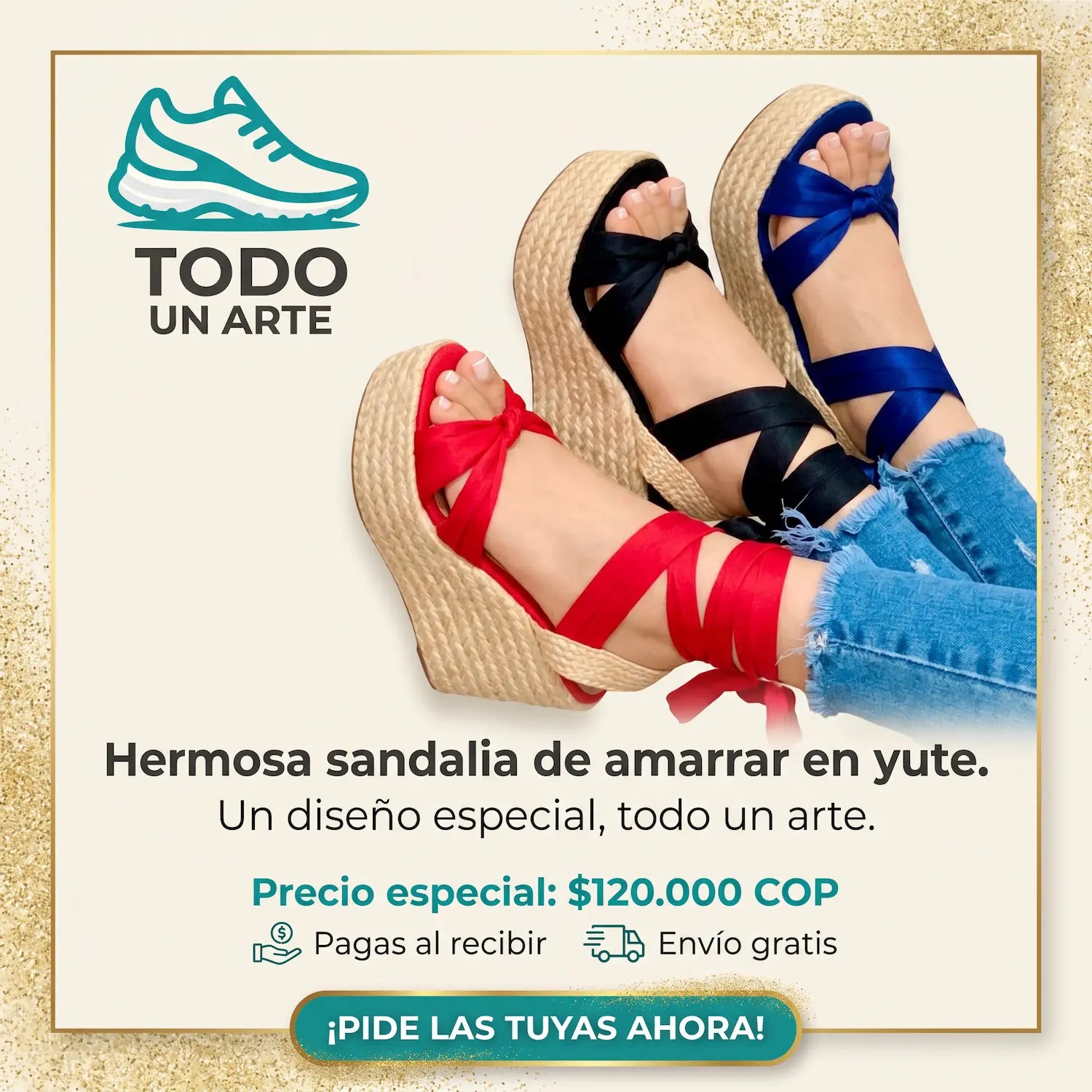 Sandalias Altas en yute r 100. pago contraentrega envio gratis